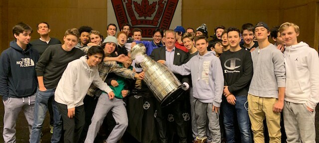 The Stanley Cup with the Boy's Hockey Team - January 29, 2019